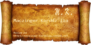 Maczinger Kordélia névjegykártya